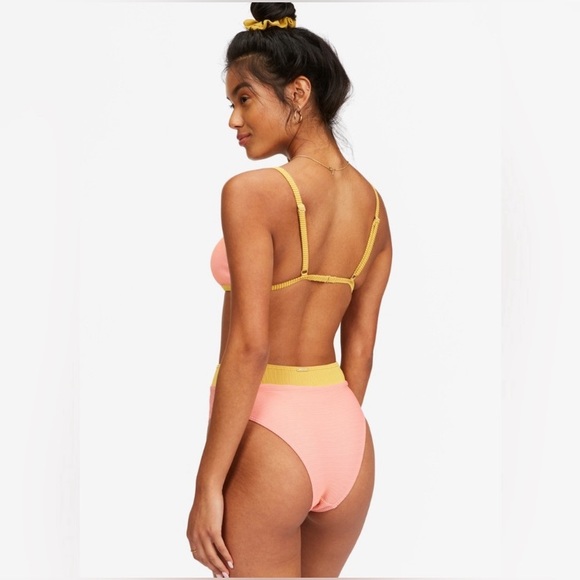 Billabong 💛 Color Block Square Bralette Bikini Top | Hi Maui Cheeky Bottom - Picture 11 of 15